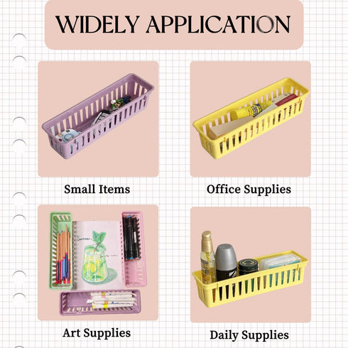 RAUVOLFIA 12 Pack Classroom Pencil Organizer Pencil Basket or Crayon Basket, Small Pencil Holder Tray for Kids Desks