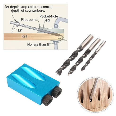 15Pcs Pocket Hole Jig - 15 Degree Dowel Drill Joinery Kit Hole Screw Jig with 6/8/10mm Drive Adapter for Woodworking