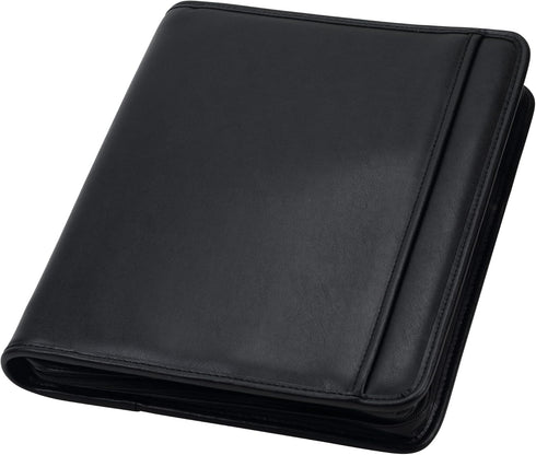 Samsill Professional 1-Inch Zipper Binder Padfolio, Black, Includes iPad Pocket & Writing Pad