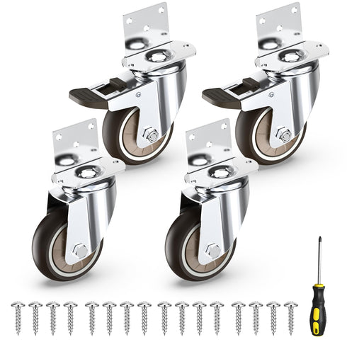 HOLKIE 3 Inch Caster Wheels Heavy Duty with Thickened L Shaped Plate,Swivel