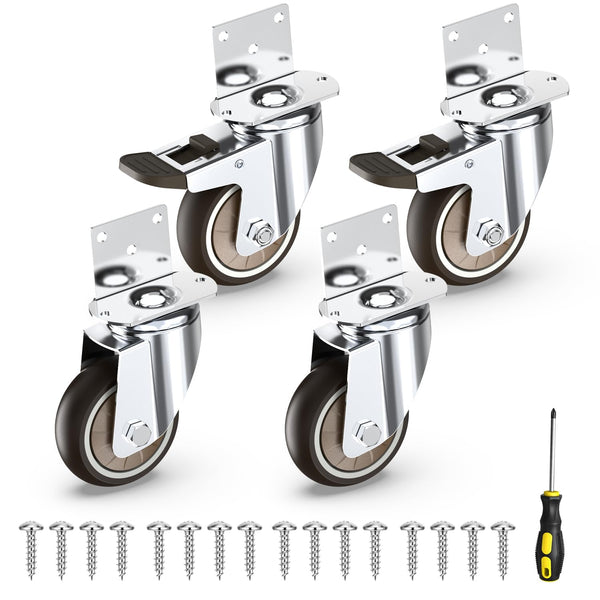 HOLKIE 3 Inch Caster Wheels Heavy Duty with Thickened L Shaped Plate,Swivel