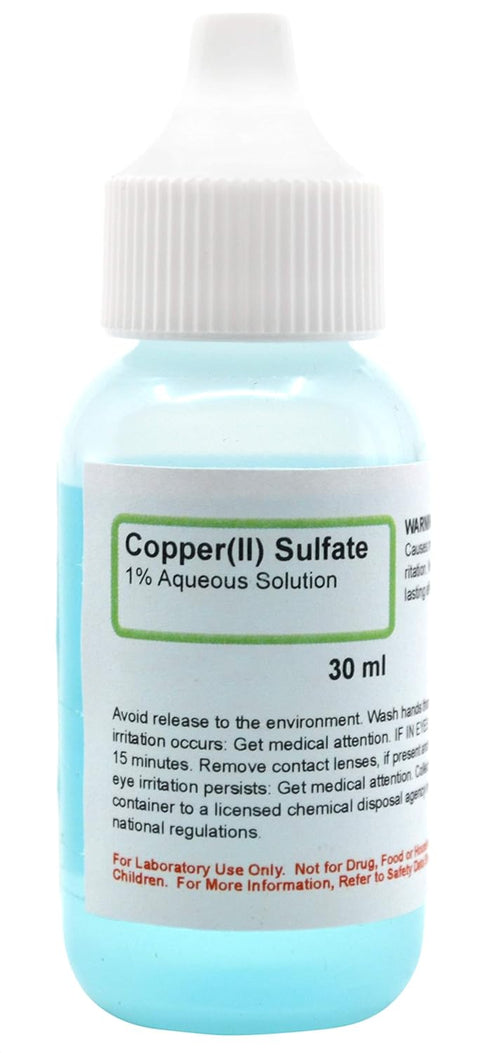 Innovating Science Copper(II) Sulfate, 1% Aqueous Solution, 1 fl oz (30mL) - Curated Chemical Collection