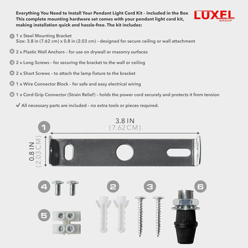 E26 Vintage Mini Pendant Light Kit - UL Lamp Socket - Industrial Edison Retro Ceiling Hanging Pendant Fixture - DIY