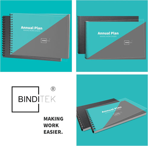 Binditek 100 Pack Binding Covers and Backs Set, 5.5 x 8.5 Inches, 50 Pcs Clear PVC and 50 Pcs Sand-Textured Polycovers