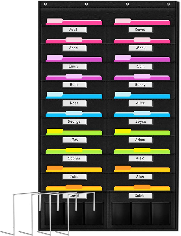 Godery Heavy Duty Storage Pocket Chart for Classroom and Office, Clear Storage Pocket Chart for Files