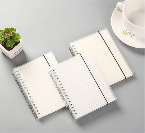 Yansanido 2 Pcs A6 College Ruled Clear Hardcover Spiral Notebooks, 5.7 Inch x 4.1 Inch, 160 Pages