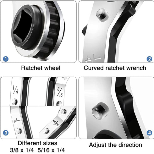 HVAC Service Wrench Set: 3/8 1/4 5/16 Ratchet Wrench with 2 Bit Adapter for Equipment Repair