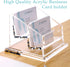 Business Card Holder for Desk Display - Clear Acrylic Office Supplies, 2 Slot Organizer Stand, 1 Pack