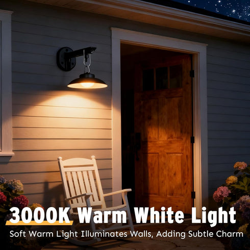 Joyoowild 200lm 3 Garage(2 Pack) Solar Barn Lights Outdoor with Lighting Modes & Motion Sensor, No Wiring Needed, Solar