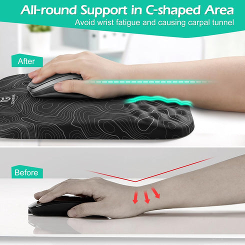 Gimars Upgrade Ergonomic Mouse Pad Wrist Rest with Memory Foam Massage Bump, Nonslip PU Base, Enlarge 30% Larger for