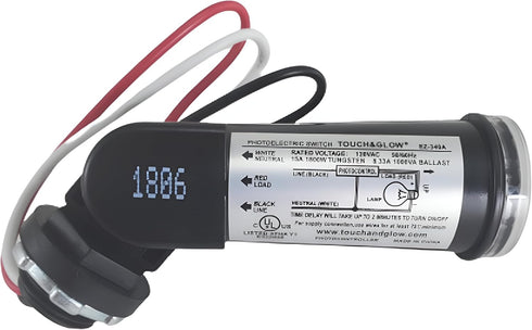 Outdoor Conduit Lighting Control with Photocell and Swivel Mount (Hardwired, Black), Photocell Light Sensor for Outdoor