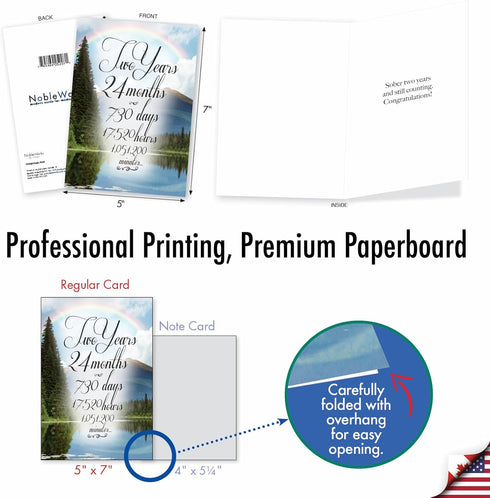 NobleWorks 2 Year Anniversary Recovery Greeting Card (5 x 7 Inch) - Encouragement Sobriety Milestone Birthday Notecard