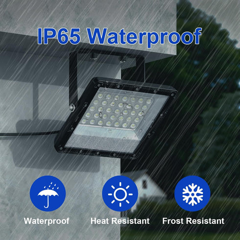 100W 15000lm 5000K IP65 2 Pack AC100-120V Flood Lights Outdoor, Bright LED Work Light with Plug, Daylight White Outdoor