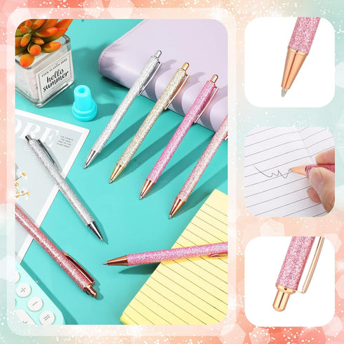Leinuosen 20 Pcs Cute Metal Retractable Ballpoint Pens Black Ink Comfortable Writing Gift Pens with Medium Point for