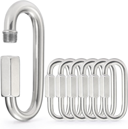 sprookber Stainless Steel Chain Quick Links, 304 Stainless Steel Chain Connector, Screw Carabiner, Set of 6