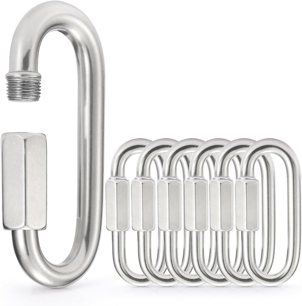Sprookber Stainless Steel Chain Quick Links - 304 Chain Connector, Screw Carabiner, Set of 6 Chain Hooks
