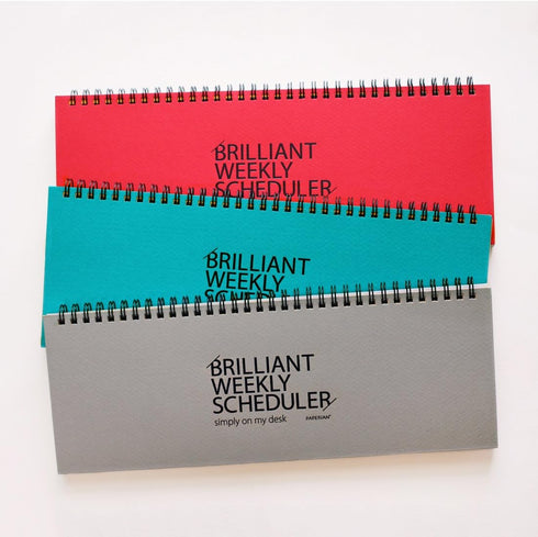 PAPERIAN Brilliant Weekly Scheduler, Wirebound Undated Weekly Planner Pad (Red)