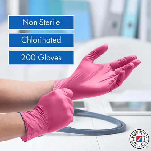 200/Box, Henry Schein Criterion Nitrile Exam Gloves, Magenta Pink, Latex-Free, Powder-Free, Soothing Formula