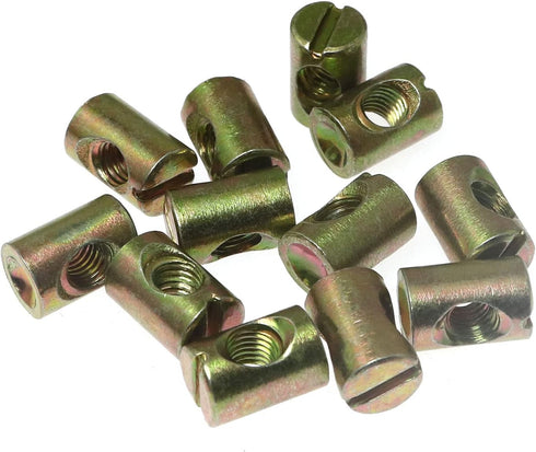 RLECS 12pcs M6 Pozidriv Hammer M6 15mm Slotted Barrel Nuts Cross Dowels Slotted Nuts Horizontal Hole Nut Embedded Nut