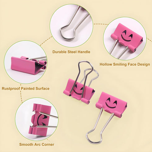 Coideal Smiling Binder Paper Clips, 40 Pcs Mini Colored Metal Fun Clip Clamps for Office (0.75 inch)