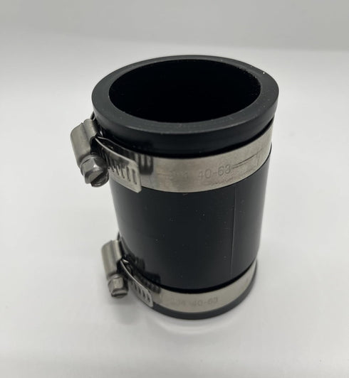 Flexible PVC Coupling with Stainless Steel Clamps, 1-1/2", Black