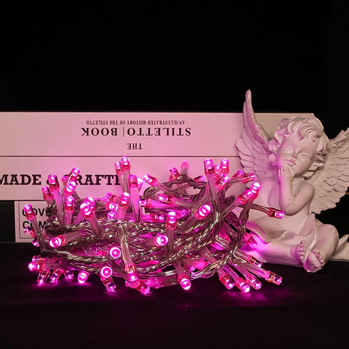 100 8 8 Pink Christmas String Lights - LED Pink String Lights Plug in for Tree, Bedroom, Wedding, Indoor/Outdoor