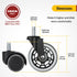Office Chair Wheels 10x22mm Compatible with IKEA ONLY 3 Inch Roller Blade Casters, Computer Gaming Replacement Rubber Wheels-Set of 5 for Hardwood Floors Desk Chair Wheels