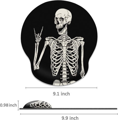 Britimes Ergonomic Mouse Pad with Wrist Support, Black Human Skeleton Skull Non-Slip Base for Home Office Gaming