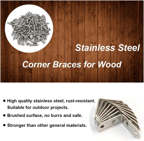 24Pcs 40x40mm 90 L Bracket Corner Braces Stainless Steel Small Shelf Bracket for Wood, Shelves, Cabinet, Wall Hanging