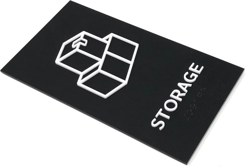 Storage Sign, ADA Compliant Modern Design Door Sign with Grade 2 Braille for Private Area, 3M Double Sided Tape