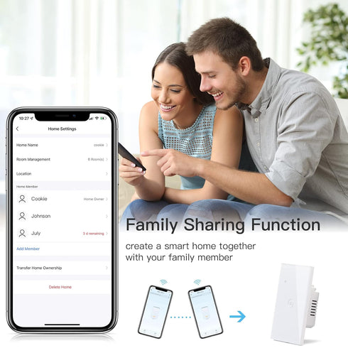 BSEED Smart Water Heater Switch, WiFi Touch Switch with Smart Life APP Control, 20A, White, Compatible with Alexa