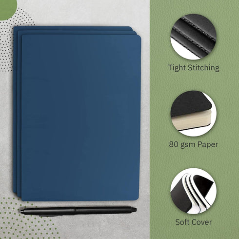 Simply Genius A5 Notebooks - 6 Pack, College Ruled, Softcover Journals for Work, Travel, 92 Pages, Navy