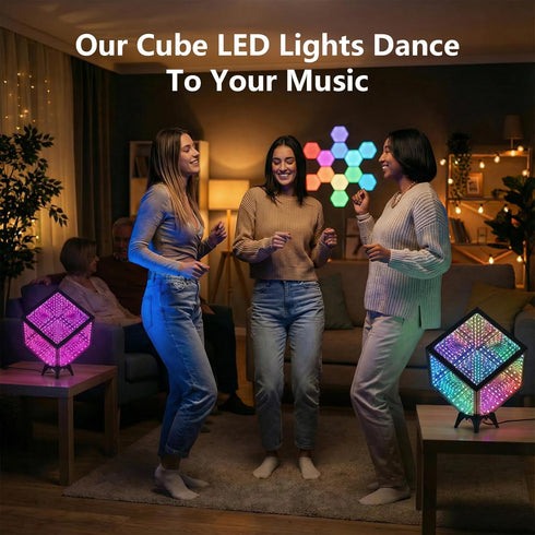 Generic 100+ More(5Inches) Infinity Hyper Cube LED Table Lamp - Infinity Mirror Light with Patterns, Music Sync, App
