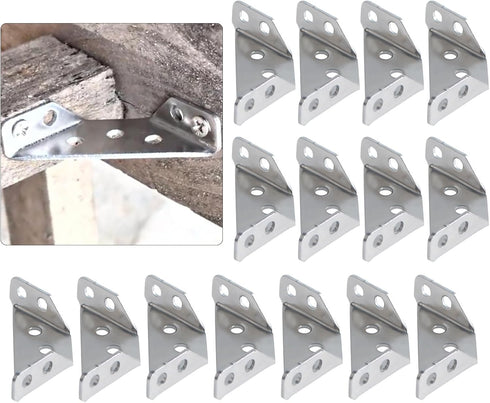 Ferixan 15 Pack Trapezoid L Shelf Bracket Brace - Corner Connector: Angle Brackets Stainless Steel Support Joint