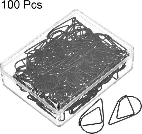 MECCANIXITY Paper Clip Drop-Shaped Cute Decorative Clips, Bookmarks with Box, 1.3 Inch Black for Organize Office Home,