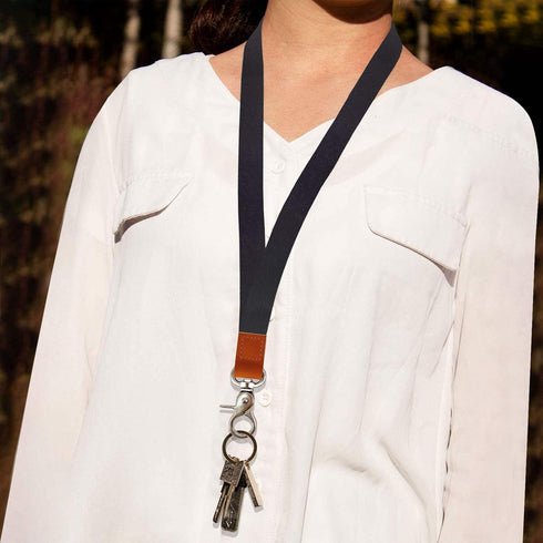 Long Neck Leather Lanyard Keychains with Metal Clasp, Durable ID Badge Strap for Car Keys, Card Holder, Wallet