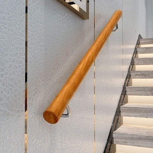 PAUANI 30-600cm 1ft/30cm Solid Wood Stairs Railing - Indoor Safety Non-Slip Handrails, Wall Mount Handrail W/Sturdy
