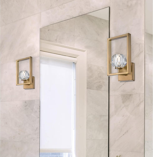 6131000 Westinghouse Zoa Contemporary One Light LED Indoor Wall Fixture, Brushed Brass Finish, Crystal Glass