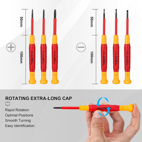 HAUTMEC 6Pcs Small Screwdriver Set 1000V Insulated Screwdriver Set Precision Screwdriver Set, Mini Screwdriver Set with Slotted and Phillips Magnetic Tip