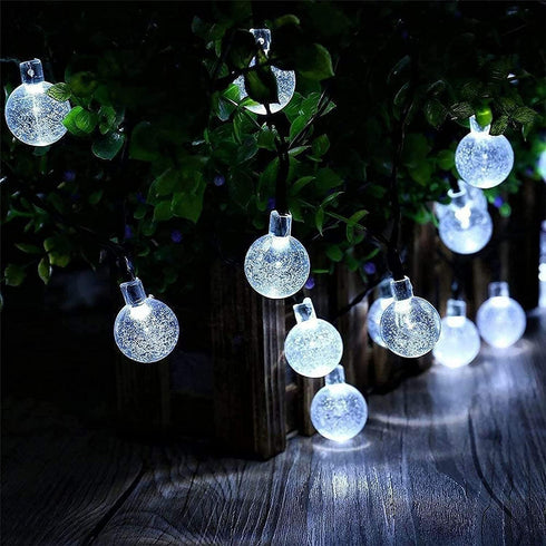 20 LED Crystal Globe Solar String Light, Extra-Bright Outdoor Lights with 8 Modes, Waterproof Solar Powered for Garden