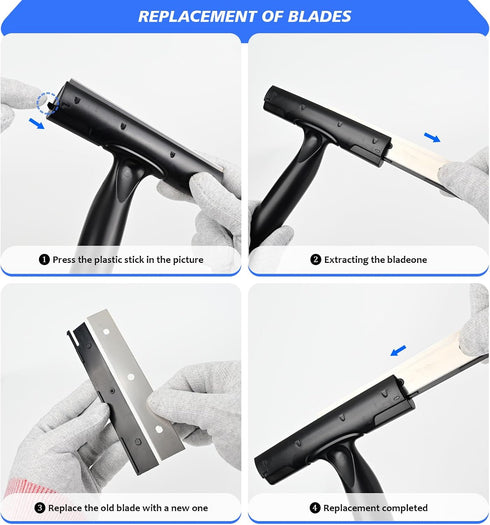 15''-58'' 6" 20 EHDIS Adjustable Razor Blade Scraper, Long Handle Blade Scraper Tool with Double-Edge Blades