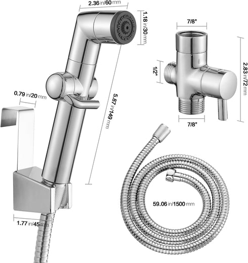 Set JONKEAN Muslim Shower, Water Pressure Control Toilet Bidet Sprayer, Multi-Function Diaper Sprayer for Toilet, Hand