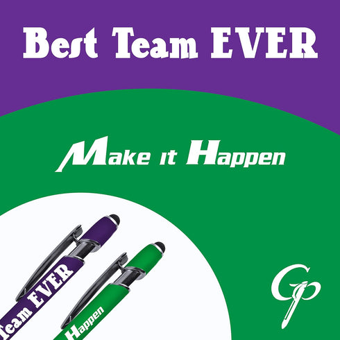 Team Building Employee Appreciation Pen Sets, Soft Touch Coated Metal and Stylus, 6 Pack 36094