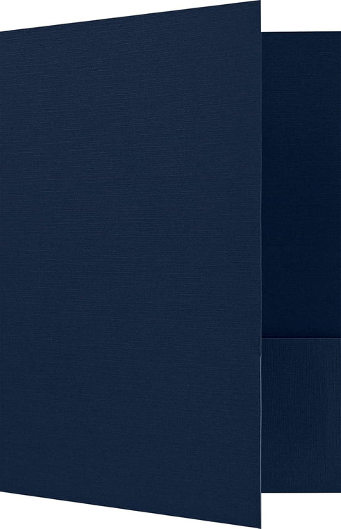 LUXPaper 9" x 12" Presentation Folders, Two Pocket, Nautical Blue Linen, 100lb Cover, 25 Qty
