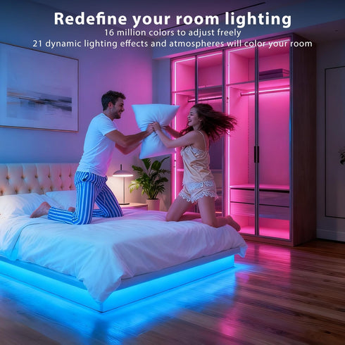 200 (2 100ft) DAYBETTER Led Strip Lights ft Rolls of Smart Led Light Strips with Remote and App Control, RGB Music Sync