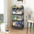 JIUYOTREE 4-Tier Plastic Rolling Storage Cart, Utility Cart with Extra Hanging Cups and Lockable Wheels for Living