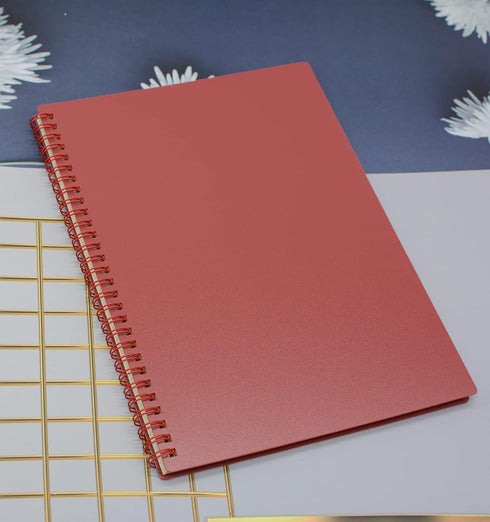 Yansanido Spiral Notebook, 4 Pcs, 10 Inch x 7.4 Inch, B5 Thick Plastic Hardcover, 7mm College Ruled, 80 Sheets, Dark