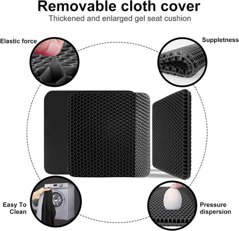Helishy Gel Seat Cushion, Double Thick Egg Gel Cushion for Pressure Pain Relief, Breathable Wheelchair Cushion Chair