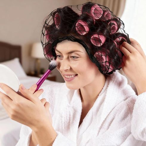 hongliang 4 Net,35x35x57 Inches Pcs Black Triangle Hair Hair Net for Rollers & Sleeping,Womens Mesh Hairnet for Salon