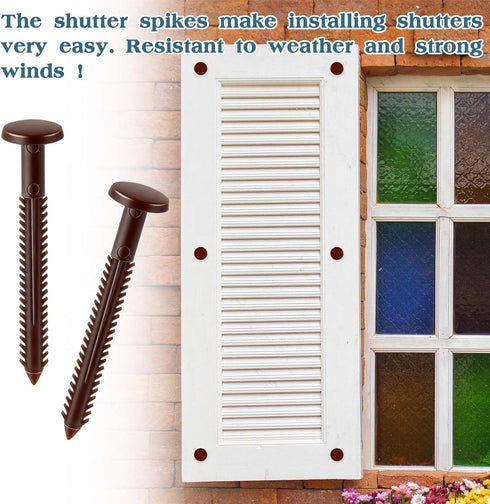 QincLing 60Pcs 3 Inch Vinyl Shutter Fasteners, Window Shutter Panel Pegs Shutter Screws Lok Pins Plastic Shutter Spike